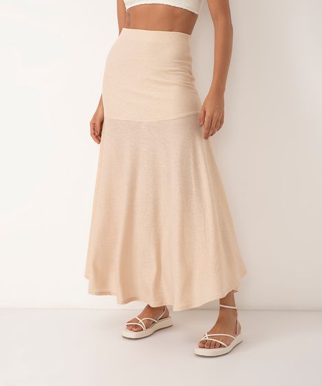 saia midi de lurex com recorte dourado