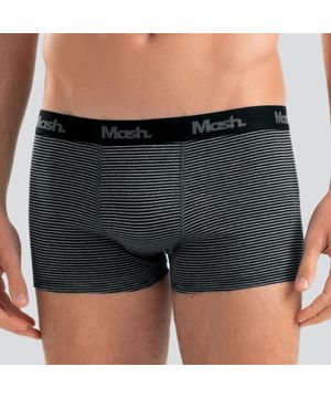 Kit 3 Cuecas Mash Boxer Cotton Listras Preto