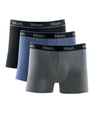 Kit 3 Cuecas Mash Boxer Cotton Preto