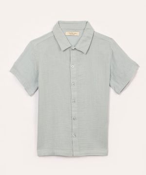 camisa de algodão infantil manga curta azul claro