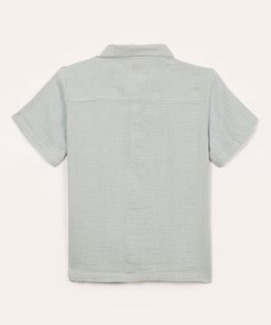 camisa de algodão infantil manga curta azul claro