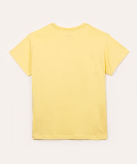 camiseta de algodão juvenil awesome manga curta amarelo