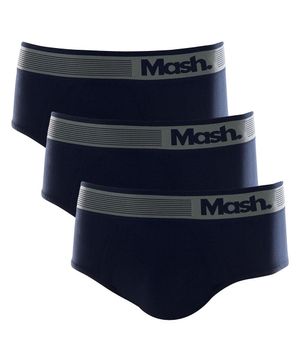 Kit 3 Cuecas Slip Mash Microfibra Sem Costura 713 02 Azul