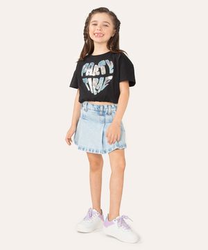 cropped infantil paetê party time preto