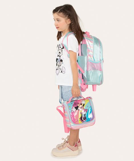 mochila minnie com rodinhas  rosa