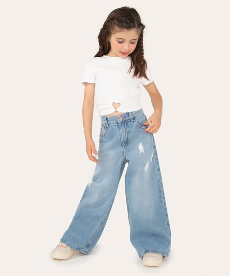 blusa infantil glitter coração manga curta off white
