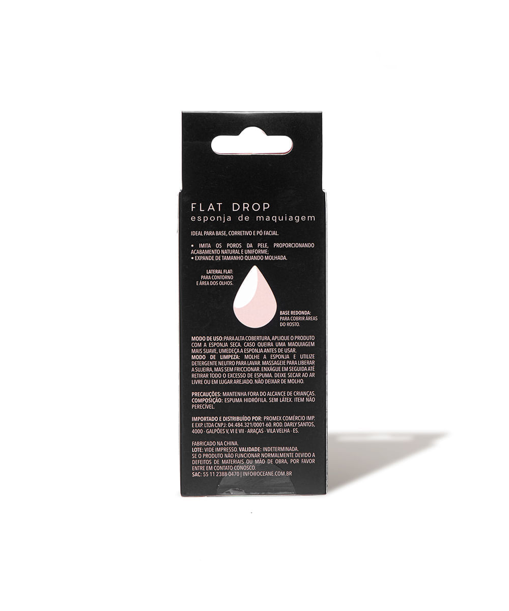 esponja de maquiagem flat drop océane preto único
