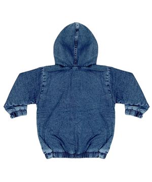 Jaqueta Infantil Look Jeans Vintage Capuz Jeans Azul