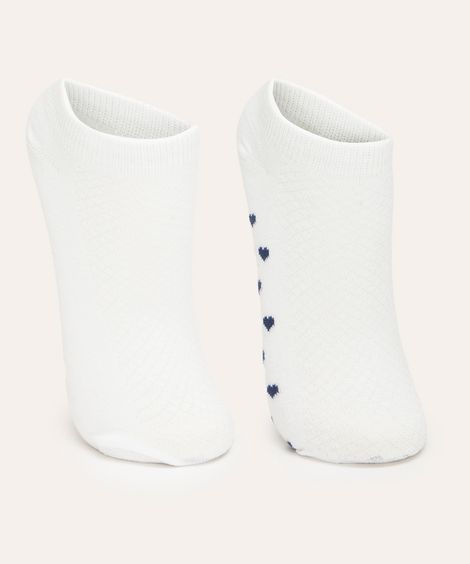 kit de 2 pares de meias coração cano baixo branco