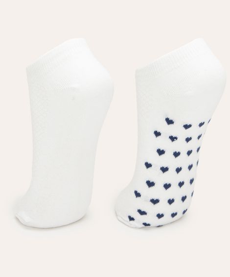 kit de 2 pares de meias coração cano baixo branco
