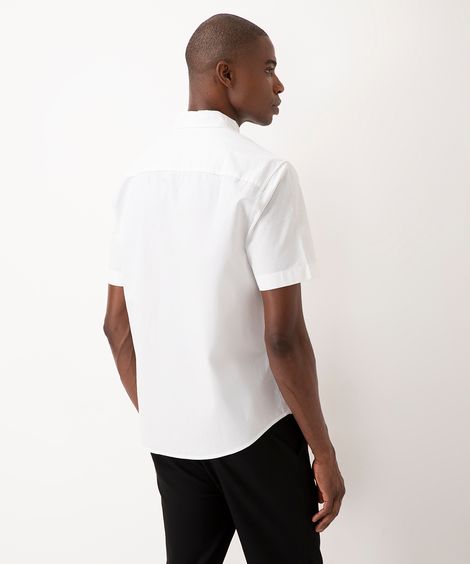 camisa comfort oxford manga curta - BRANCO