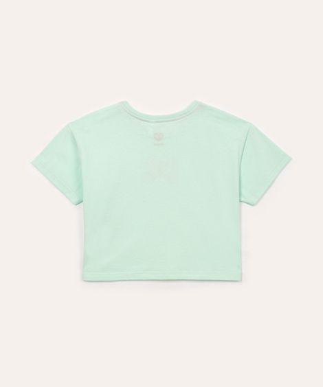 blusa de algodão infantil borboleta manga curta azul