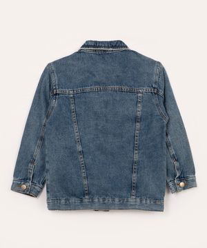 jaqueta jeans infantil com bolso azul médio