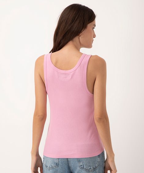 regata de viscose decote redondo alça larga rosa