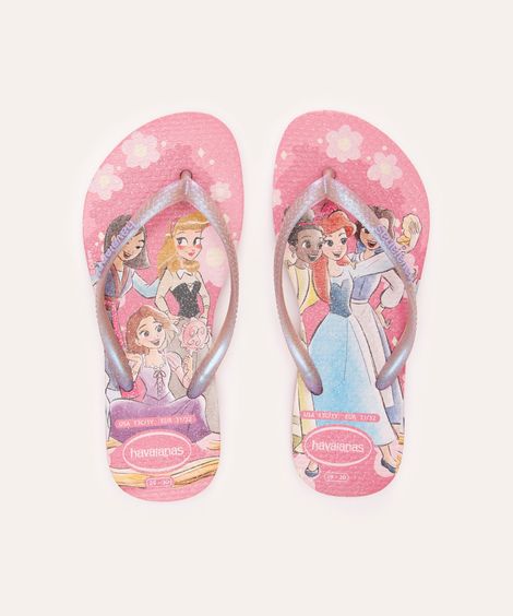 chinelo havaianas infantil slim princesas rosa