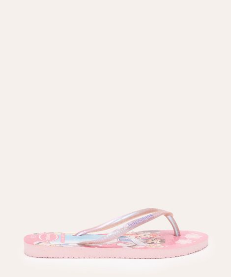 chinelo havaianas infantil slim princesas rosa