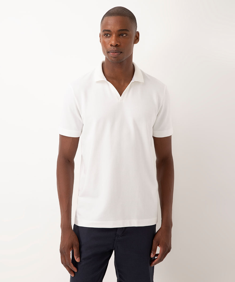 polo de algodão piquet manga curta branco