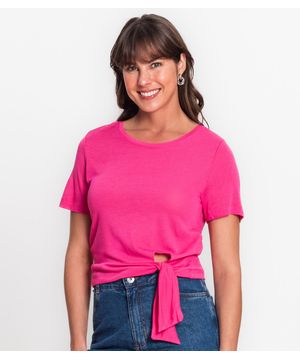 Blusa Com Amarração Em Laço Visco Tricot Rovitex Rosa