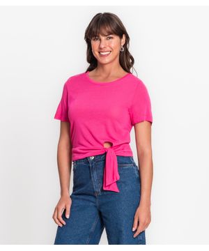 Blusa Com Amarração Em Laço Visco Tricot Rovitex Rosa