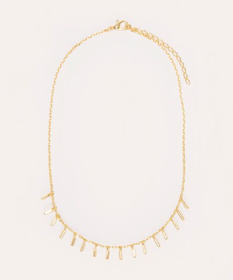 colar corrente com pingentes retangulares dourado