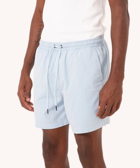bermuda reta masculina de sarja com elástico azul