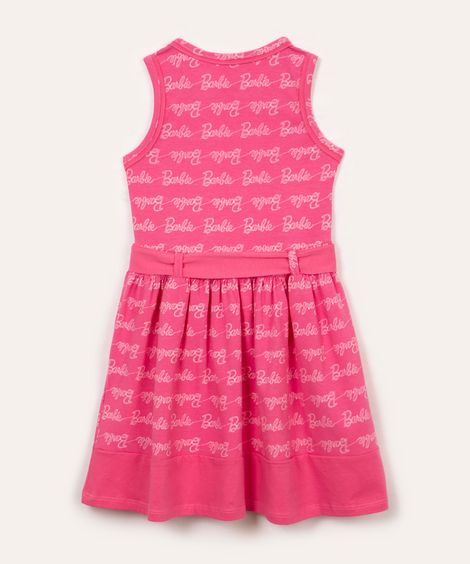 vestido infantil barbie de algodão rosa