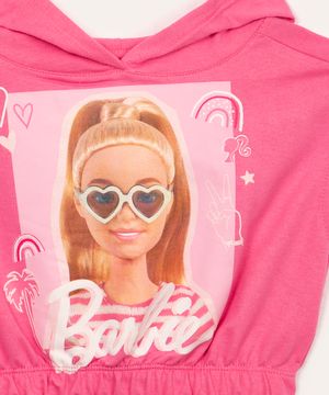 conjunto de moletom infantil barbie com capuz rosa