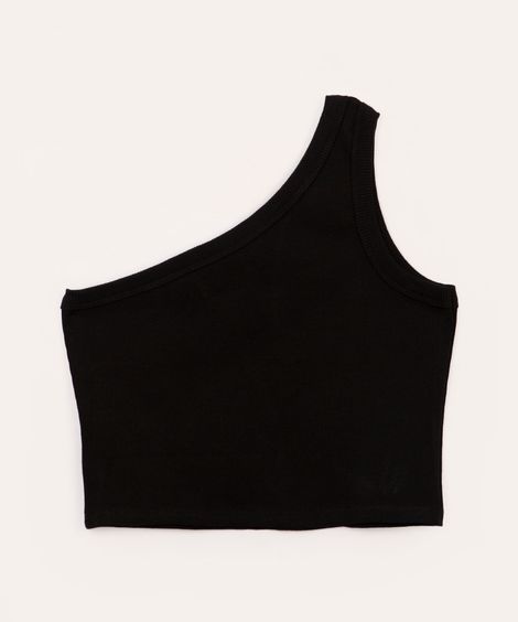 cropped juvenil ombro único preto