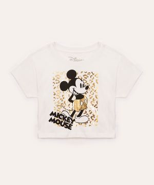 cropped de algodão juvenil mickey manga curta off white