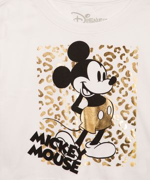 cropped de algodão juvenil mickey manga curta off white