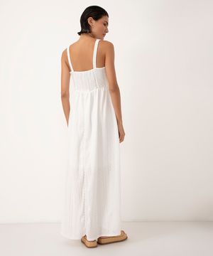 vestido de laise midi alça franzida  off white