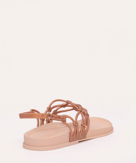 sandália instantes flat texturizada grendha rose