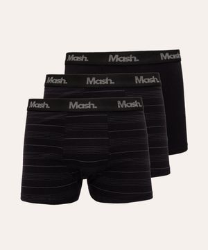 kit de 3 cuecas boxer listras mash preto