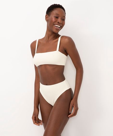 calcinha biquíni hot pant texturizada proteção uv off white