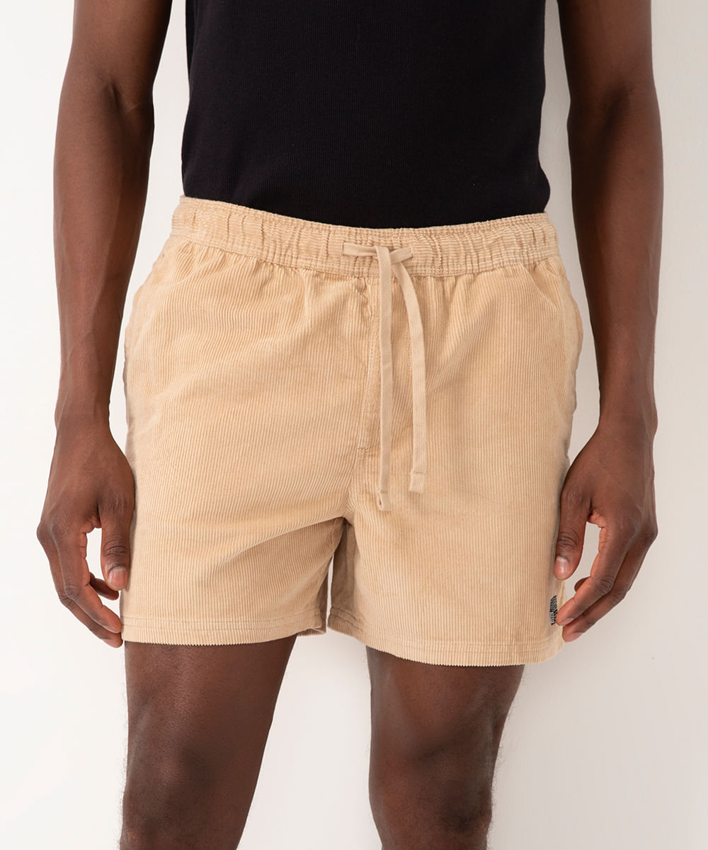 short de veludo cotelê com bolsos kaki