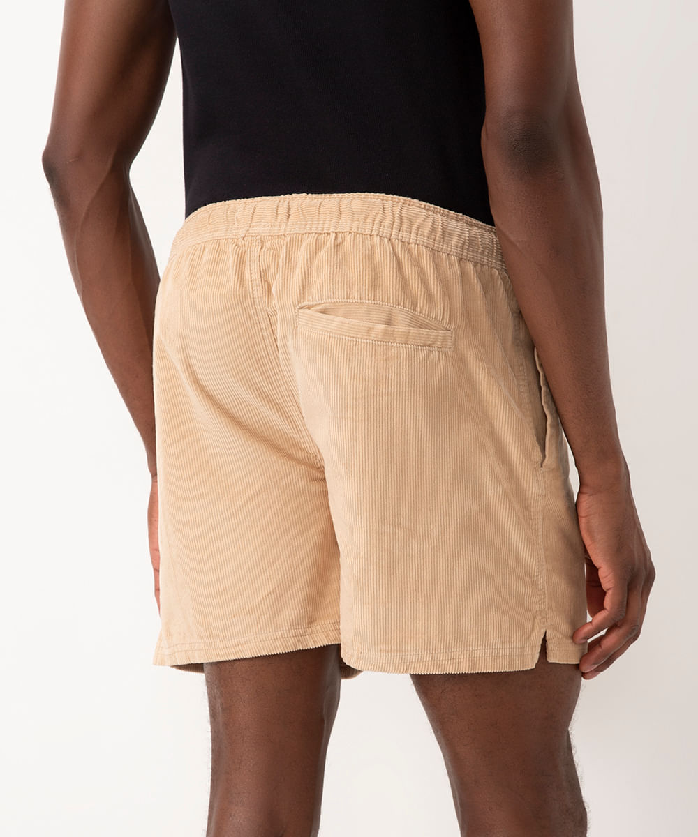 short de veludo cotelê com bolsos kaki
