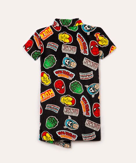 roupão infantil de algodão os vingadores preto