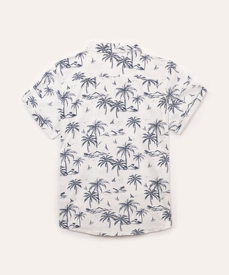 camisa juvenil de algodão coqueiros com bolso manga curta off white