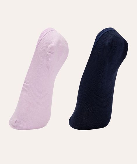 kit de 2 pares de meias invisíveis multicor