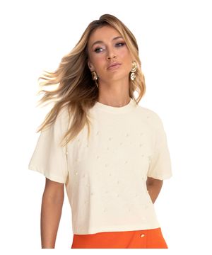 Blusa Feminina Visco Maquinetada Endless Bege