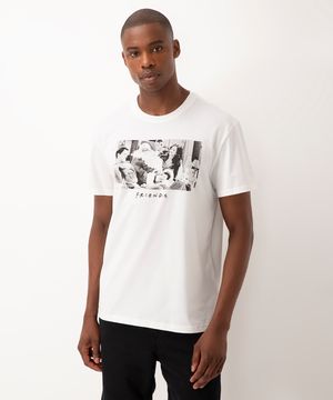 camiseta de algodão friends natal manga curta off white