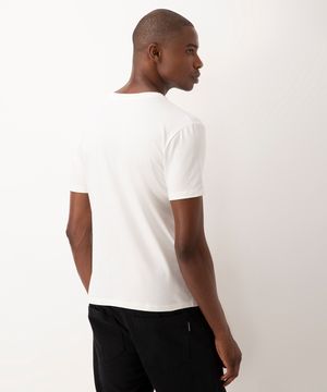 camiseta de algodão básica com bolsos manga curta branco