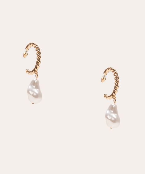 brinco de argola com pérola dourado
