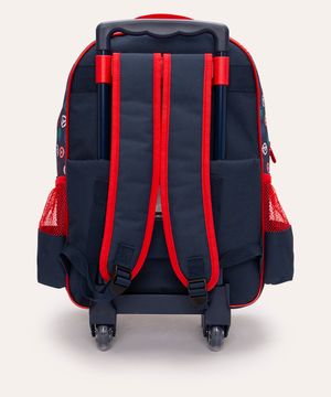mochila de rodinha infantil avengers azul marinho
