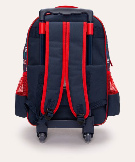 mochila de rodinha infantil avengers azul marinho