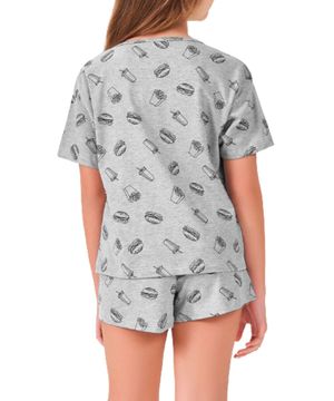 Pijama Feminino Curto Espaço Pijama 4050009 Cinza