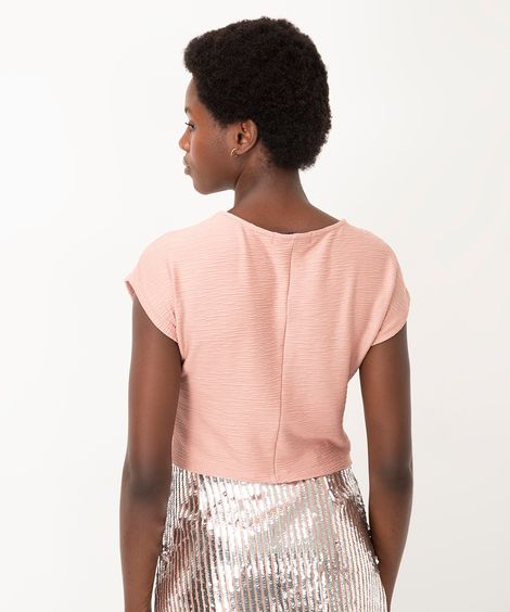 cropped de viscose texturizada rosa velho