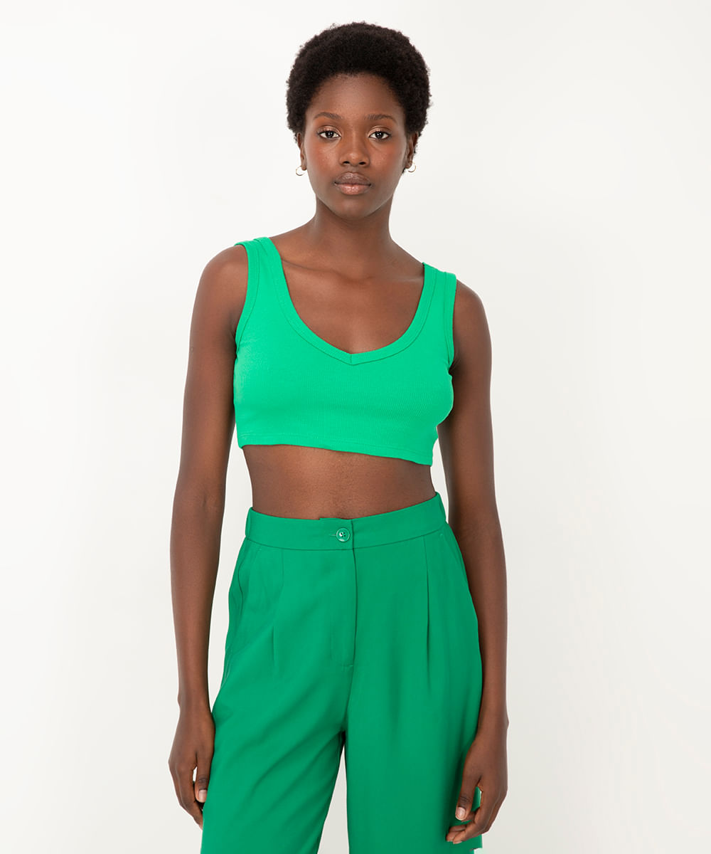 conjunto comfy com cropped princesa e jogger canelada verde - C&A