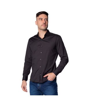 Camisa Masculina Amil Slim Sandes Algodão Preto