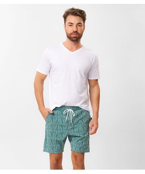 Bermuda Masculina Estampada Em Tactel Diametro Verde